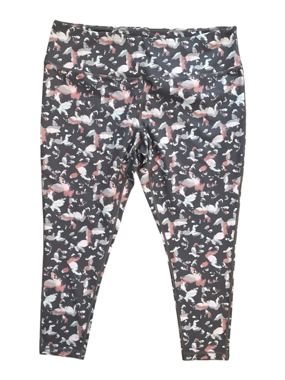 Zella Women’s Size XXL NWOT Leggings Grey Pink & White Brush print Workout Pants